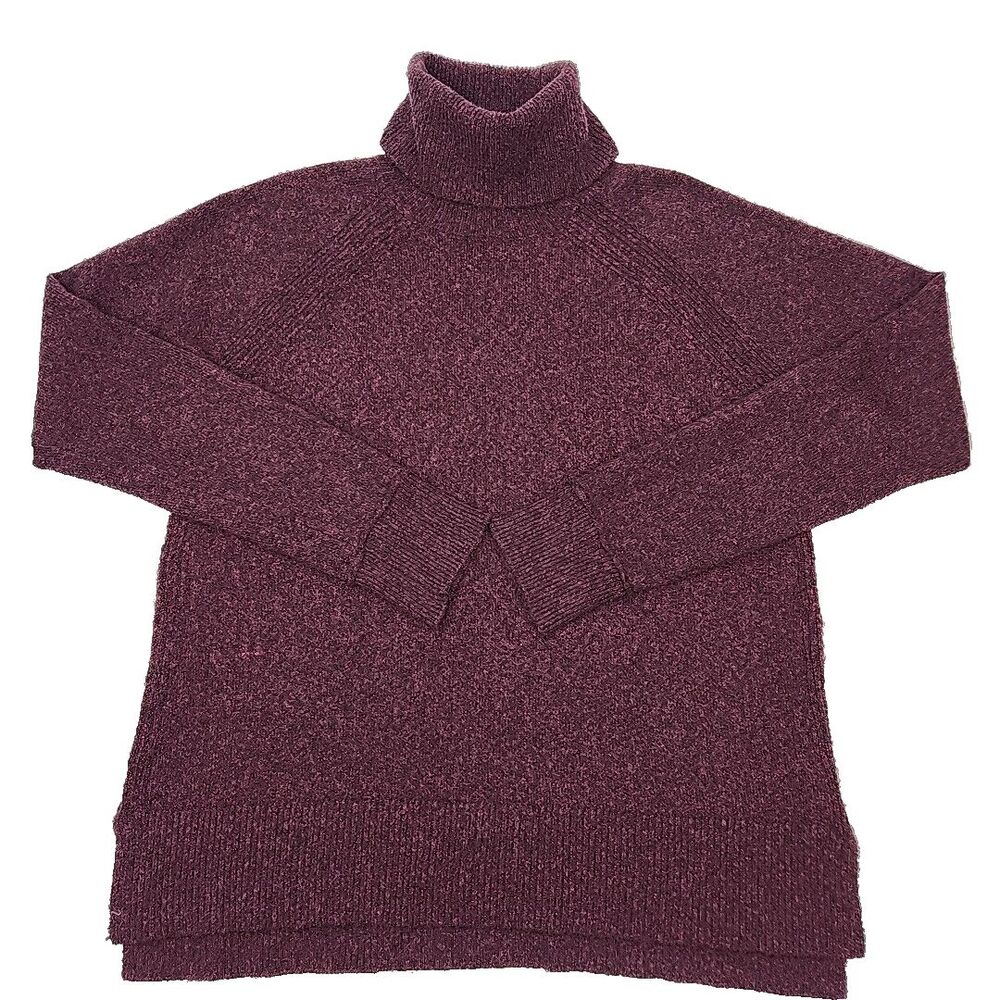 Tahari Sweater Turtleneck Tunic Size Medium Burgundy Black Women Soft